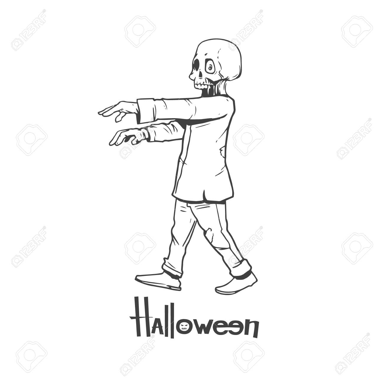 白い背景に シンプルなイラストに分離された漫画のゾンビ のイラスト素材 ベクタ Image 白い背景に シンプルなイラストに分離された漫画のゾンビ のイラスト素材 ベクタ Image