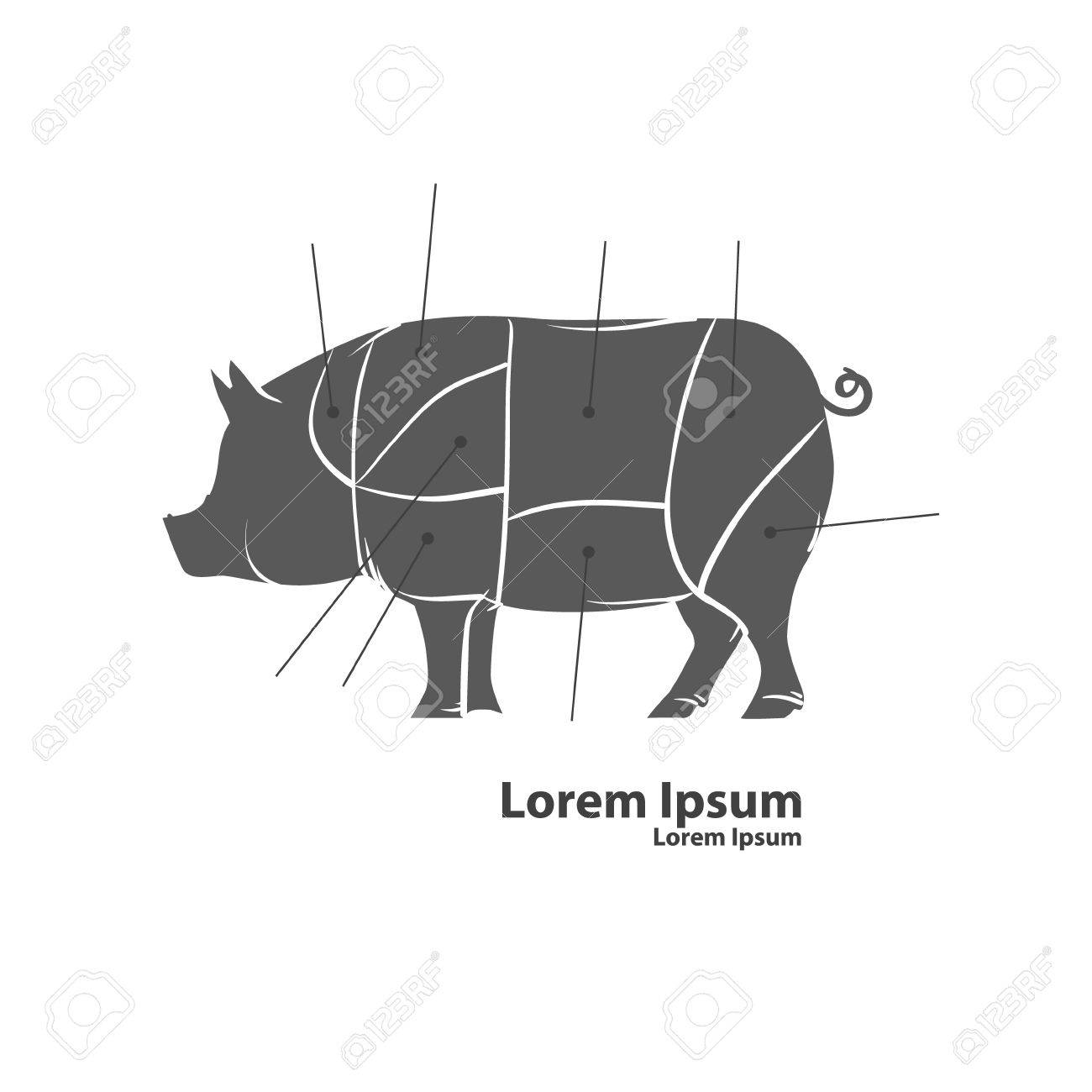 豚肉 肉屋カット方式 メニュー ステーキ ハウス シルエットのシンプルなイラスト カットのイラスト素材 ベクタ Image 51942425