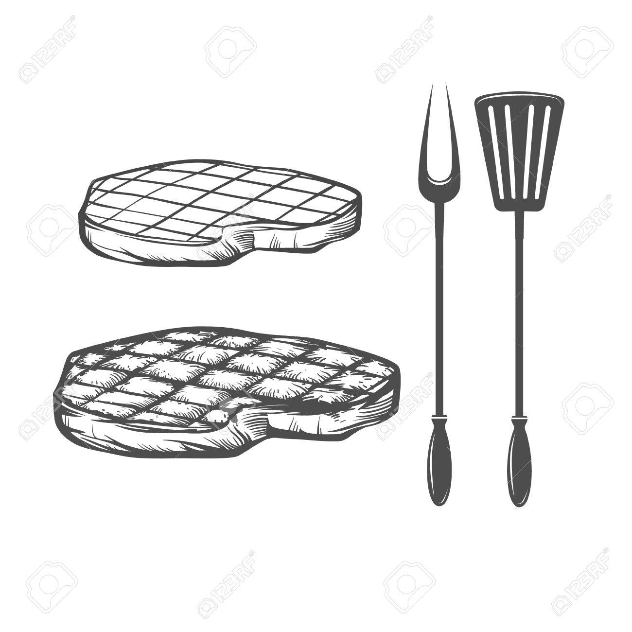 肉のステーキ シンプルなイラスト 分離 ベクトル のイラスト素材 ベクタ Image