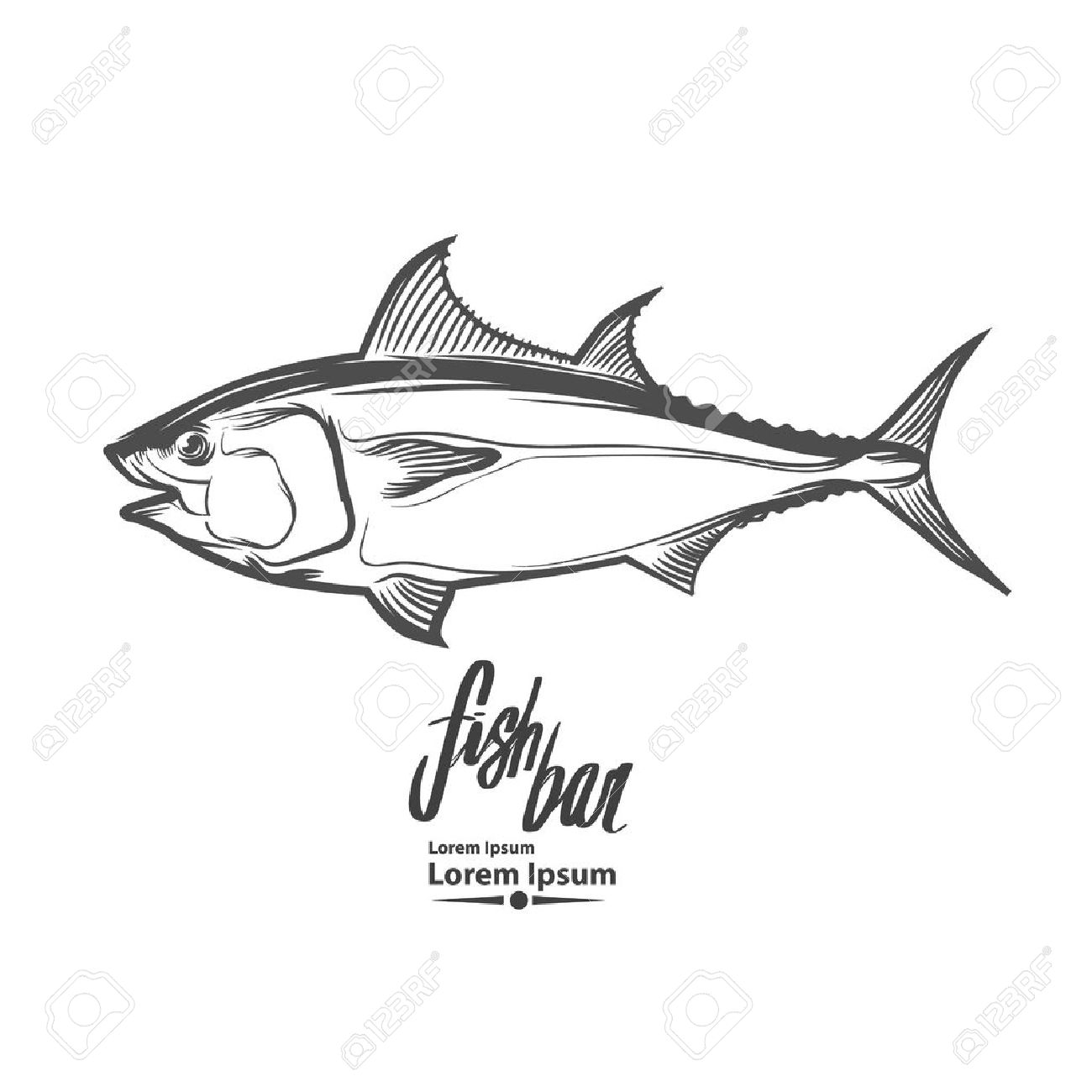fish template black and white