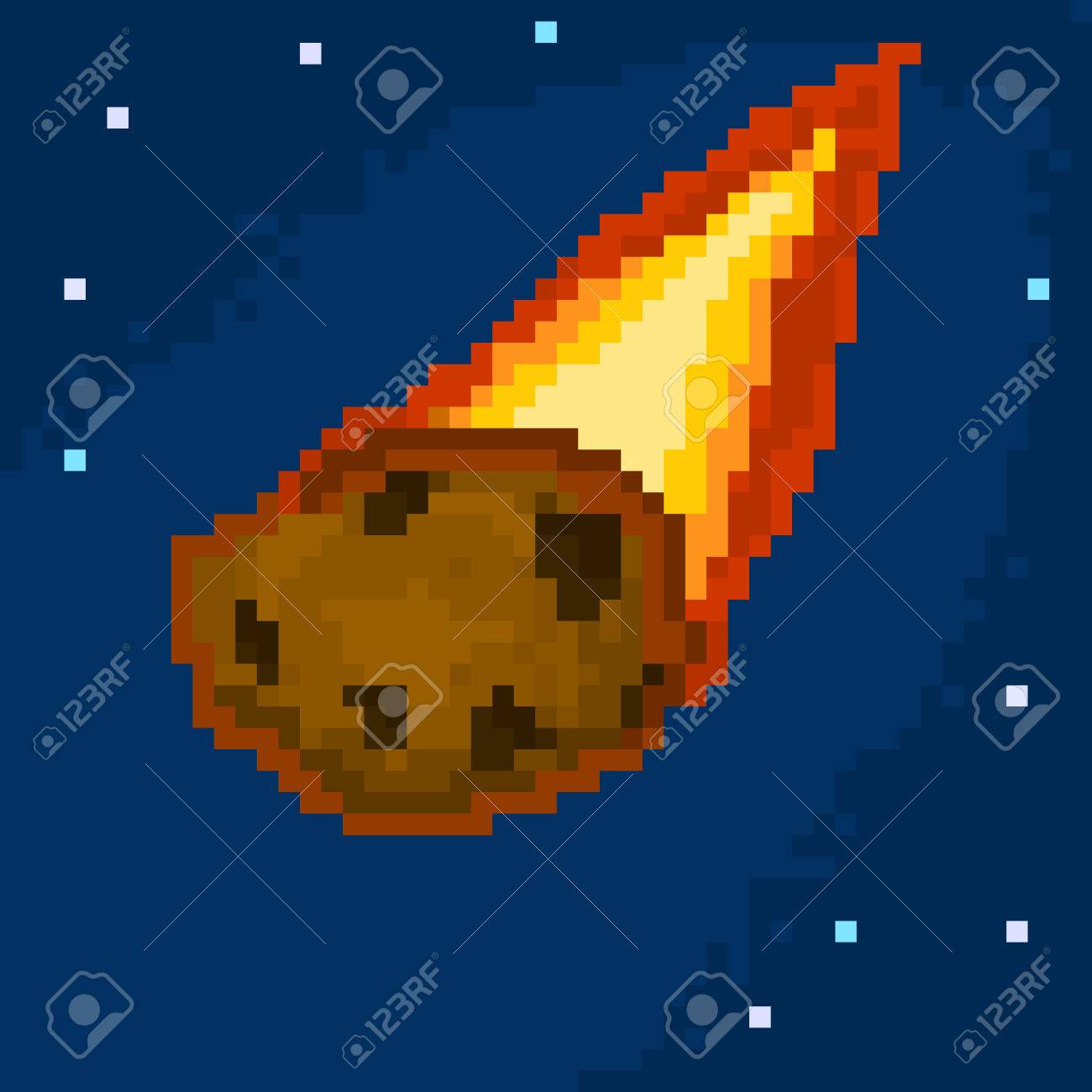Pixel Meteorite For Games And Applications Royalty Free SVG, Cliparts,  Vectors, And Stock Illustration. Image 83308020.