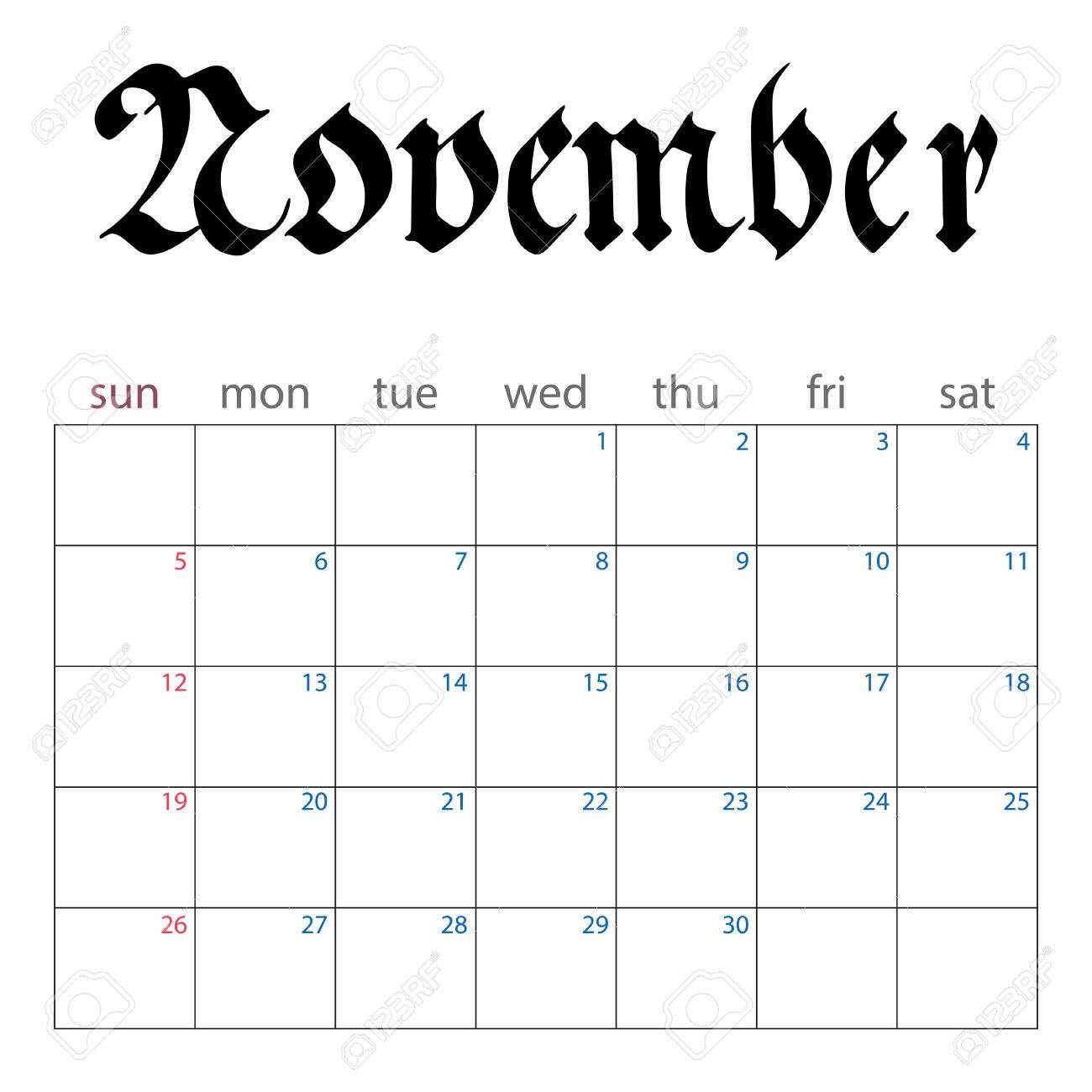 month of november calendar