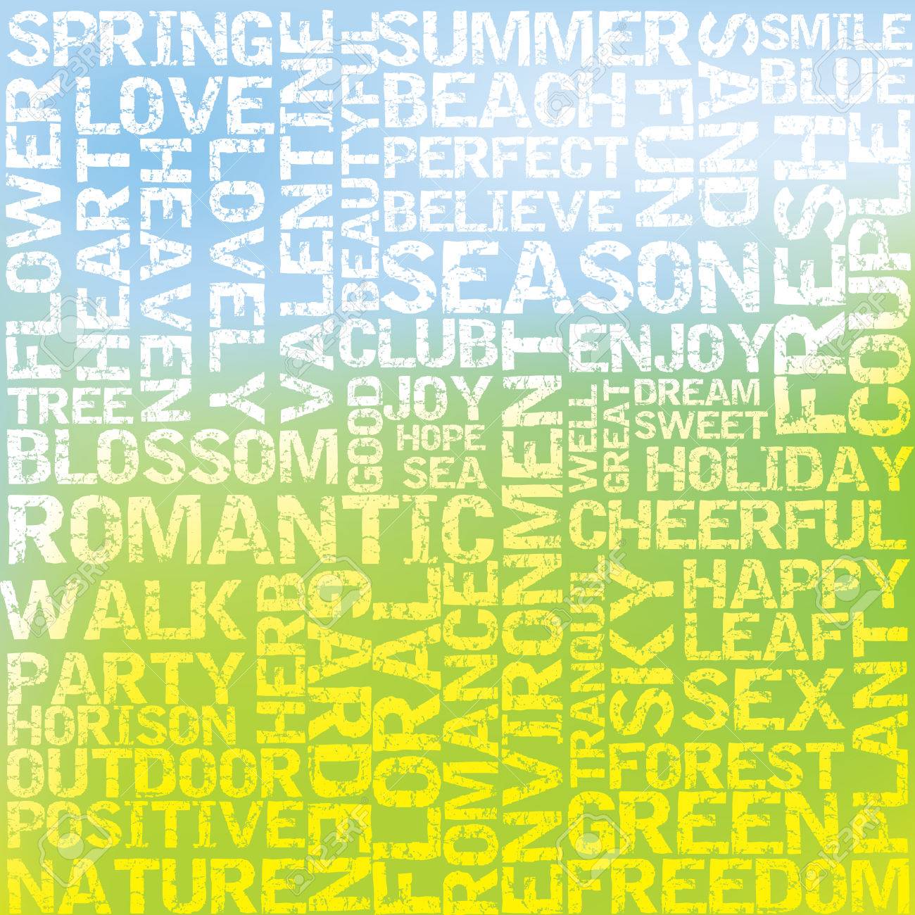 lots of positive words with light spring green blue background background green and blue