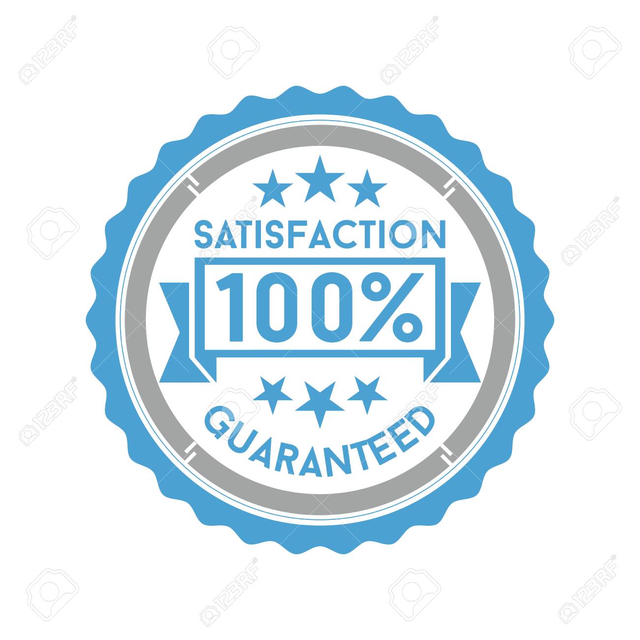 丸いアイコン満足度のベクトル イラストは 白い背景にアスタリスクで保証されます のイラスト素材 ベクタ Image
