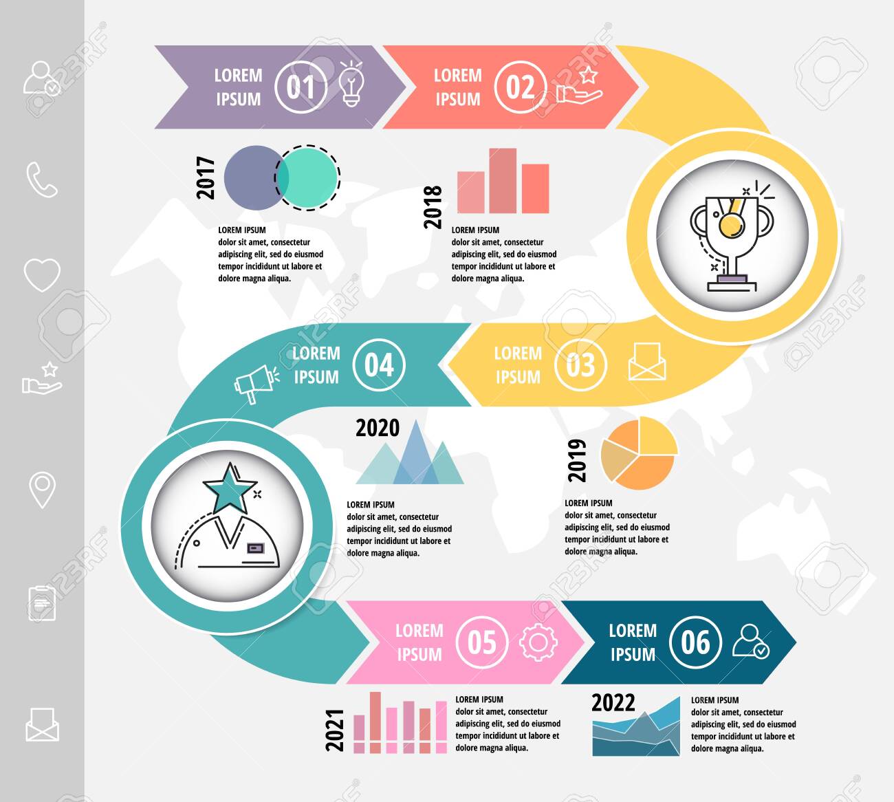 Free Timeline Infographic Template from previews.123rf.com