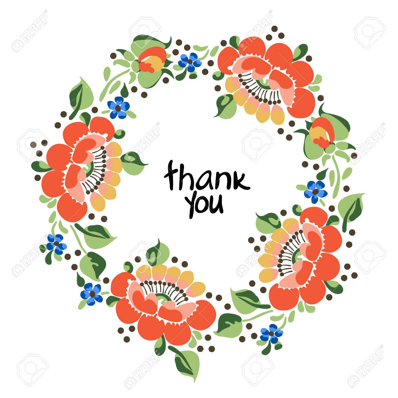 ありがとう 花 花のパターン フレーム 花輪 のイラスト素材 ベクタ Image