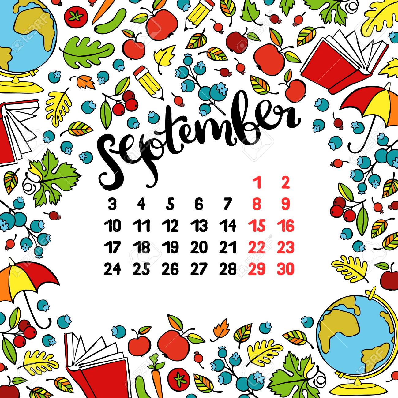 9 月カレンダーの月のデザイン のイラスト素材 ベクタ Image 0019