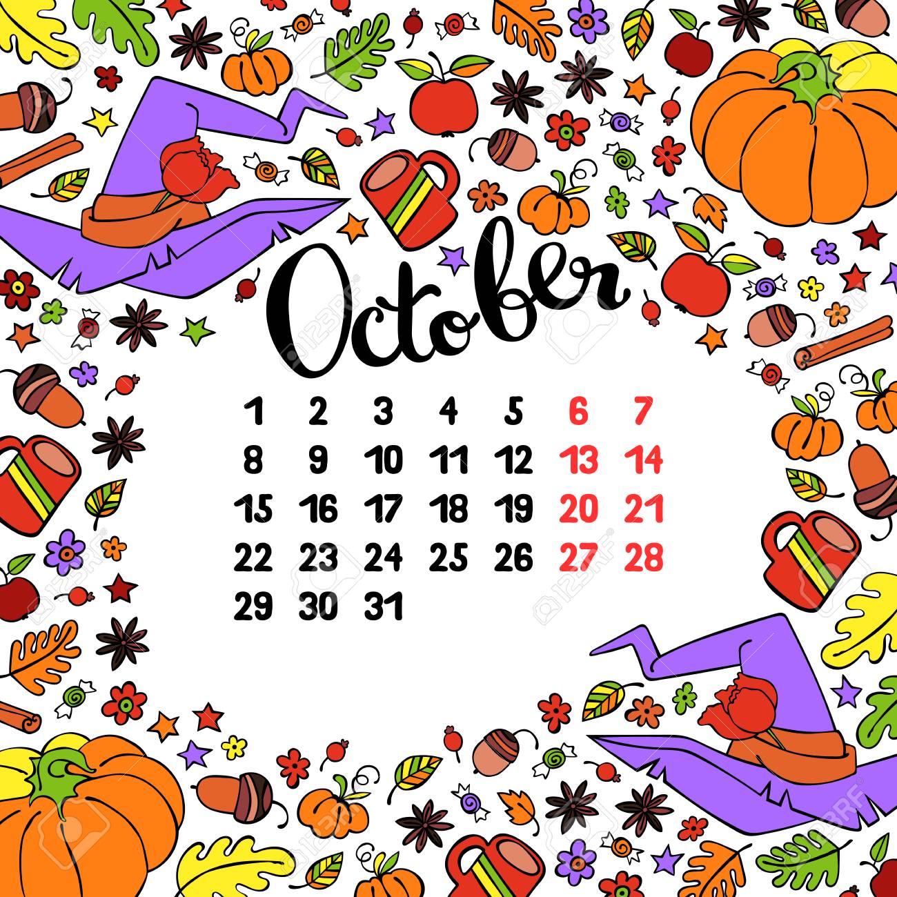 B6 Monthly Calendar - October 2025, image size:1300x1300