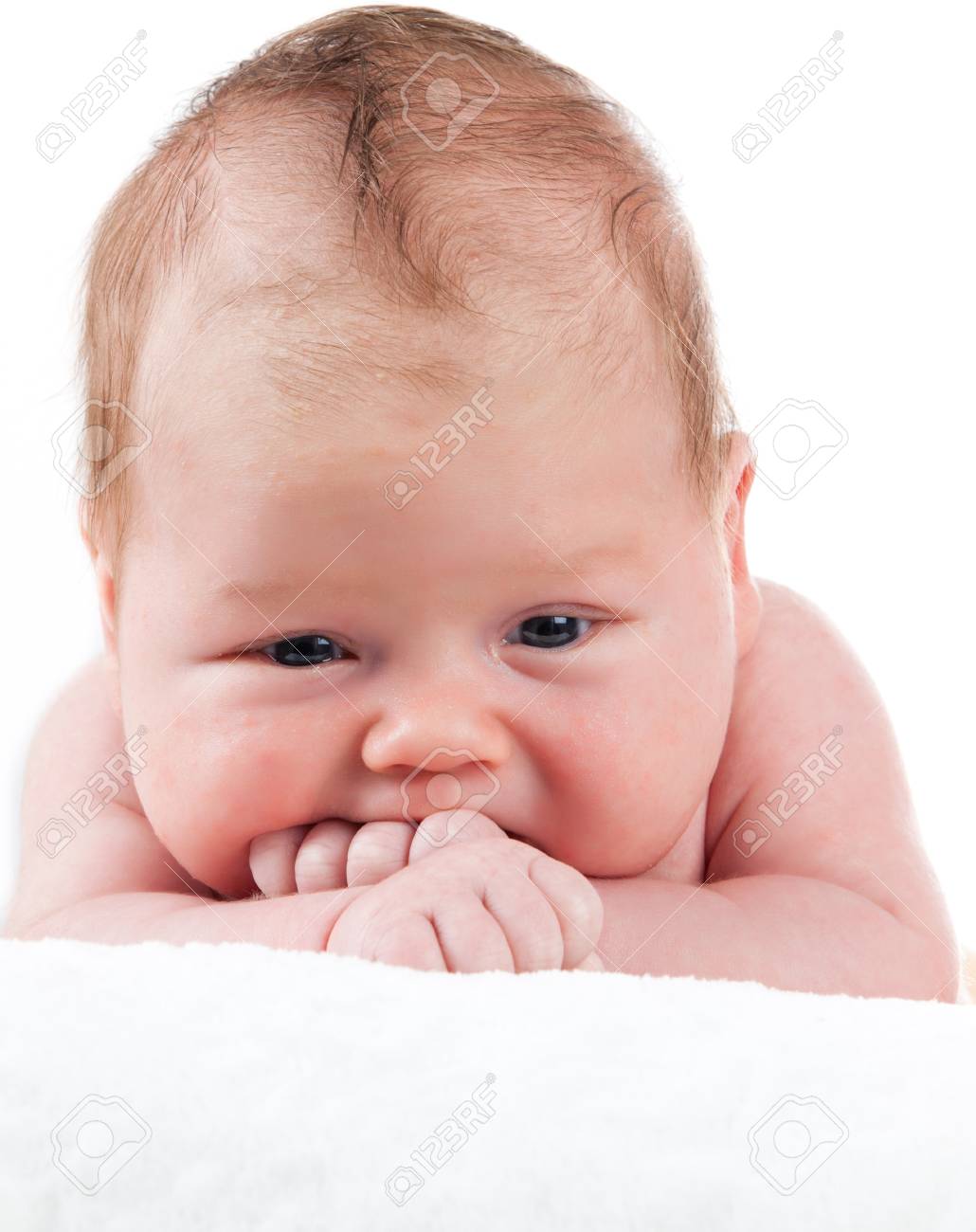 Portrait Of Adorable Baby Beautiful Baby Boy On White Background 1 Month Baby Stock Photo Picture And Royalty Free Image Image