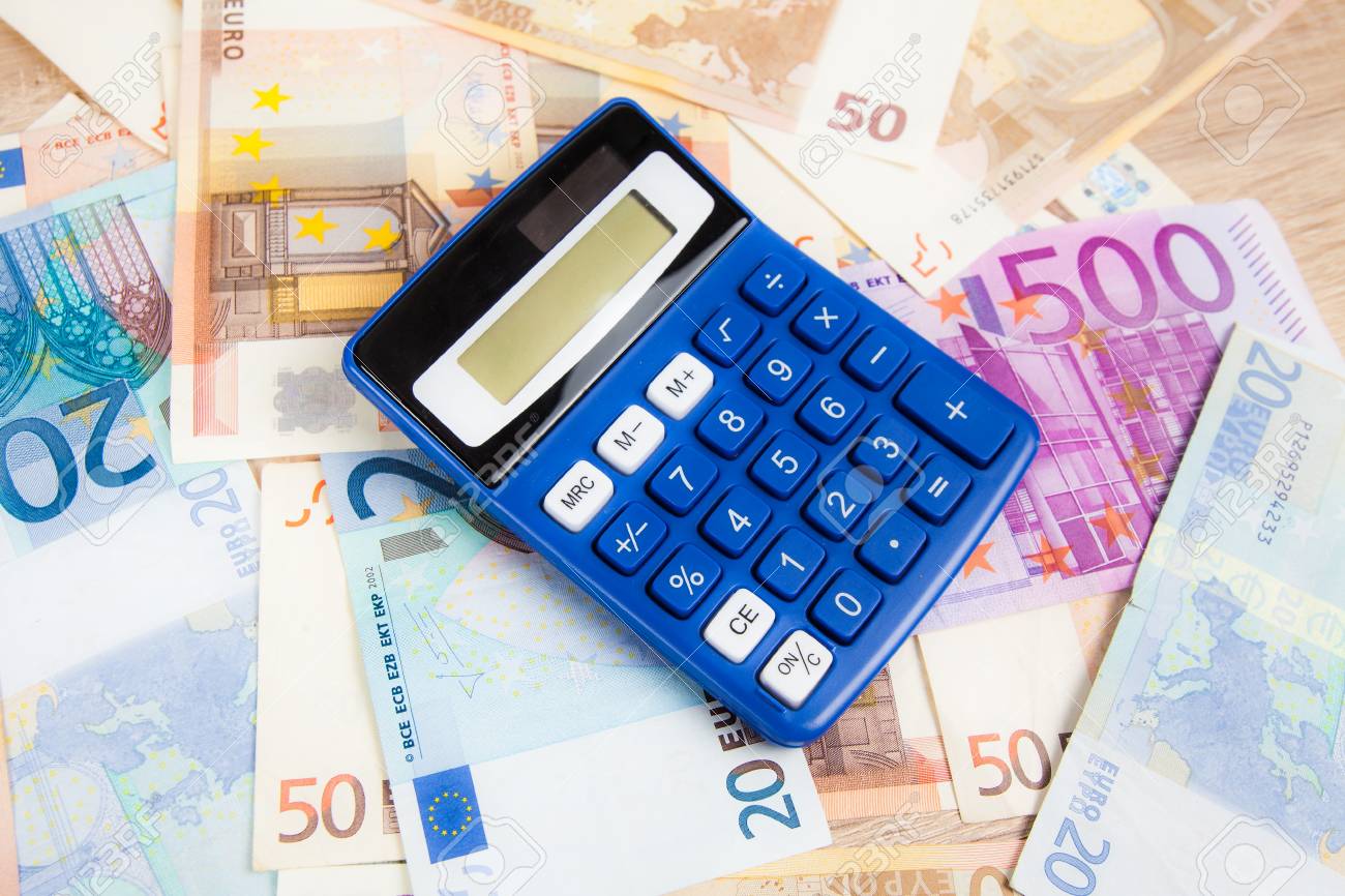 calculator with euro notes budget concept money and calculator budget money calculator