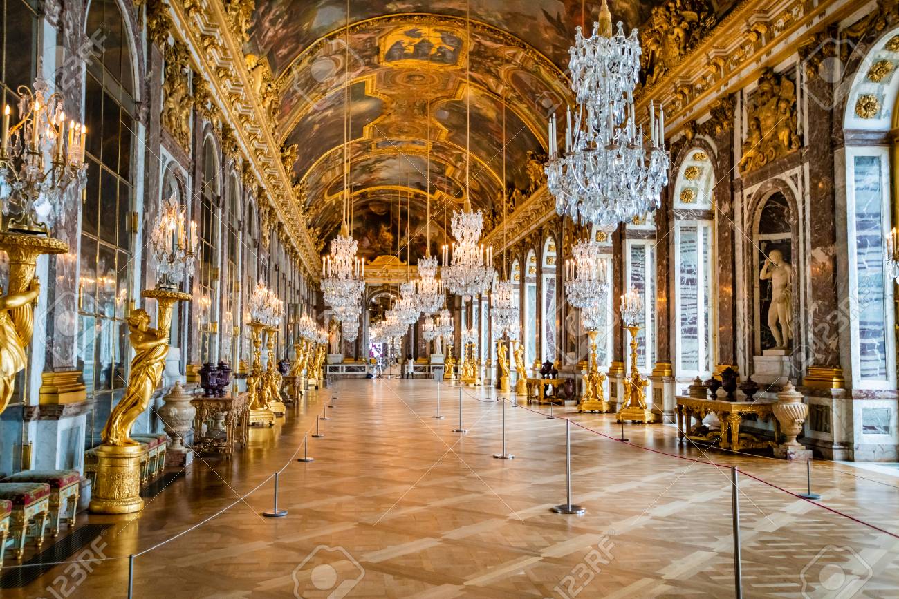 VERSAILLES, FRANCE - February 14, 2018 :Hall of Mirrors in the palace of Versailles - 131860980 VERSAILLES, FRANCE - February 14, 2018 :Hall of Mirrors in the palace of Versailles - 131860980