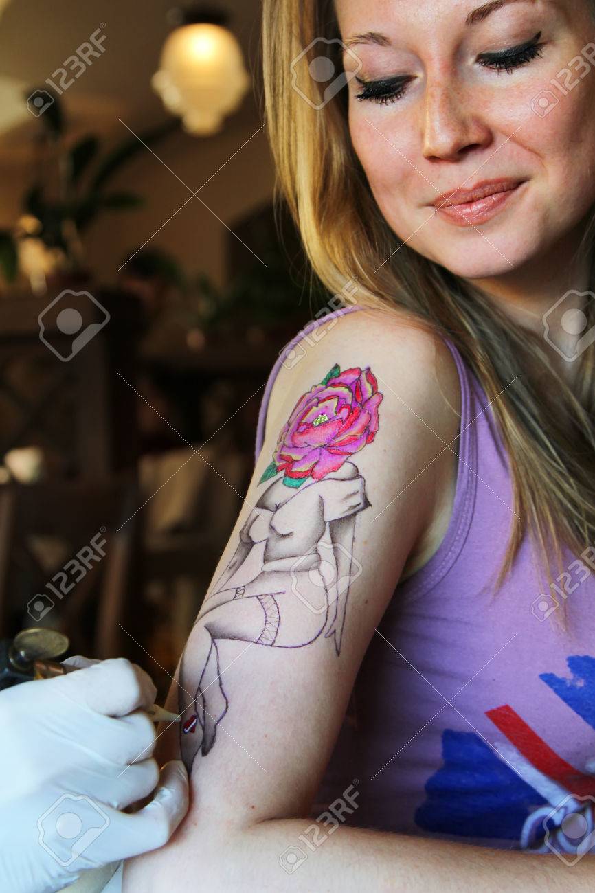 Flower-Headed Goddess Rises on Skin