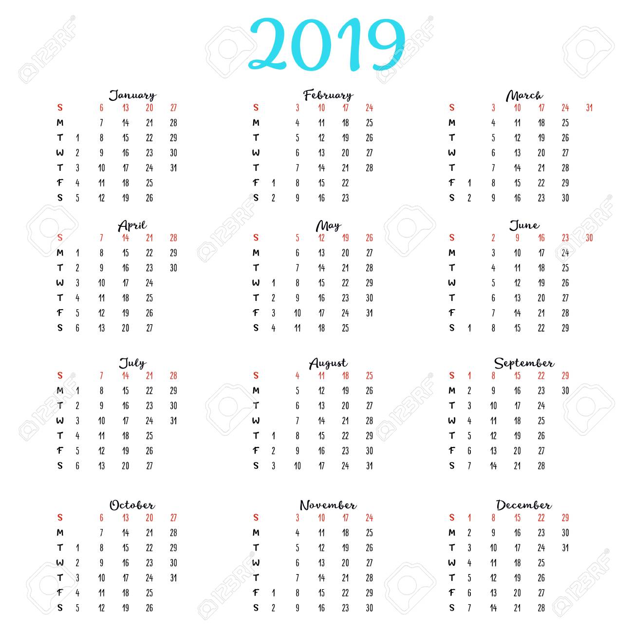 calendar 2019 week starts
