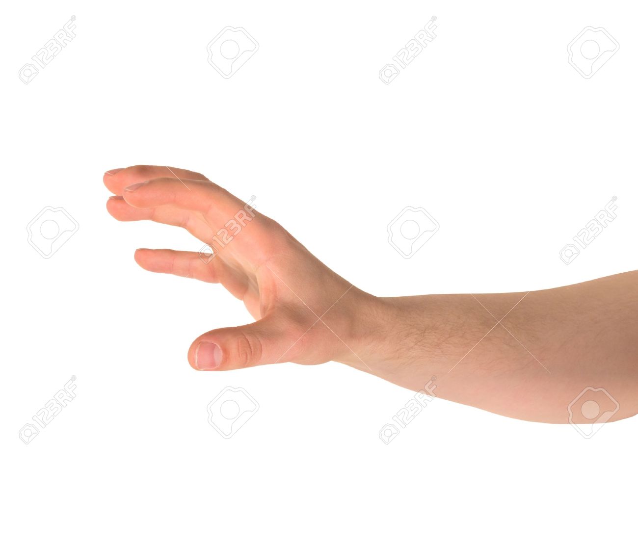 reaching out and grabbing caucasian hand gesture isolated over
