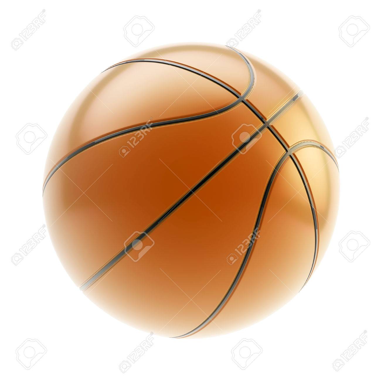 光沢のある茶色のバスケット ボール ボール 3 D レンダリング ホワイト バック グラウンドを分離 の写真素材 画像素材 Image