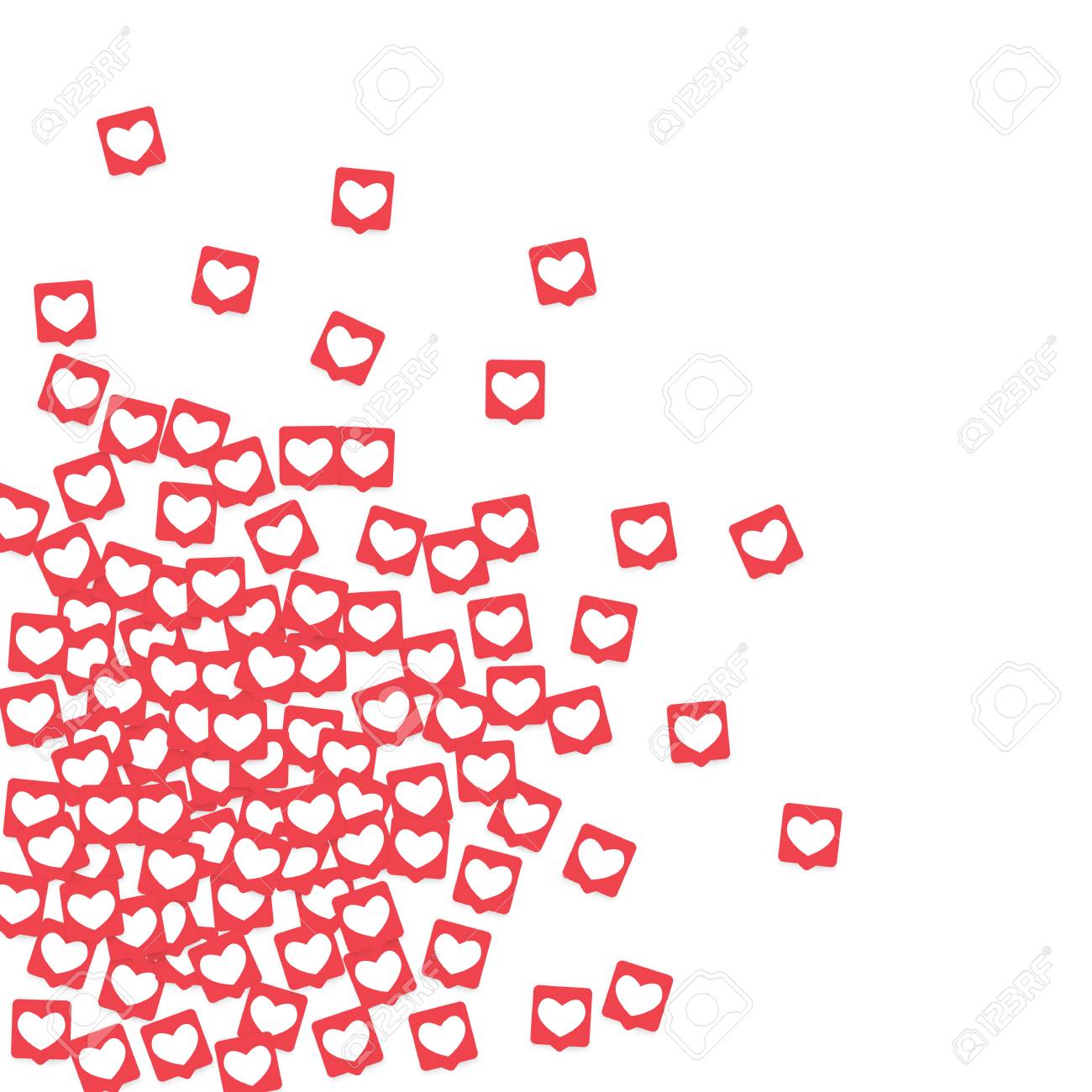 social media icons network notifications with white heart in vector social media icons