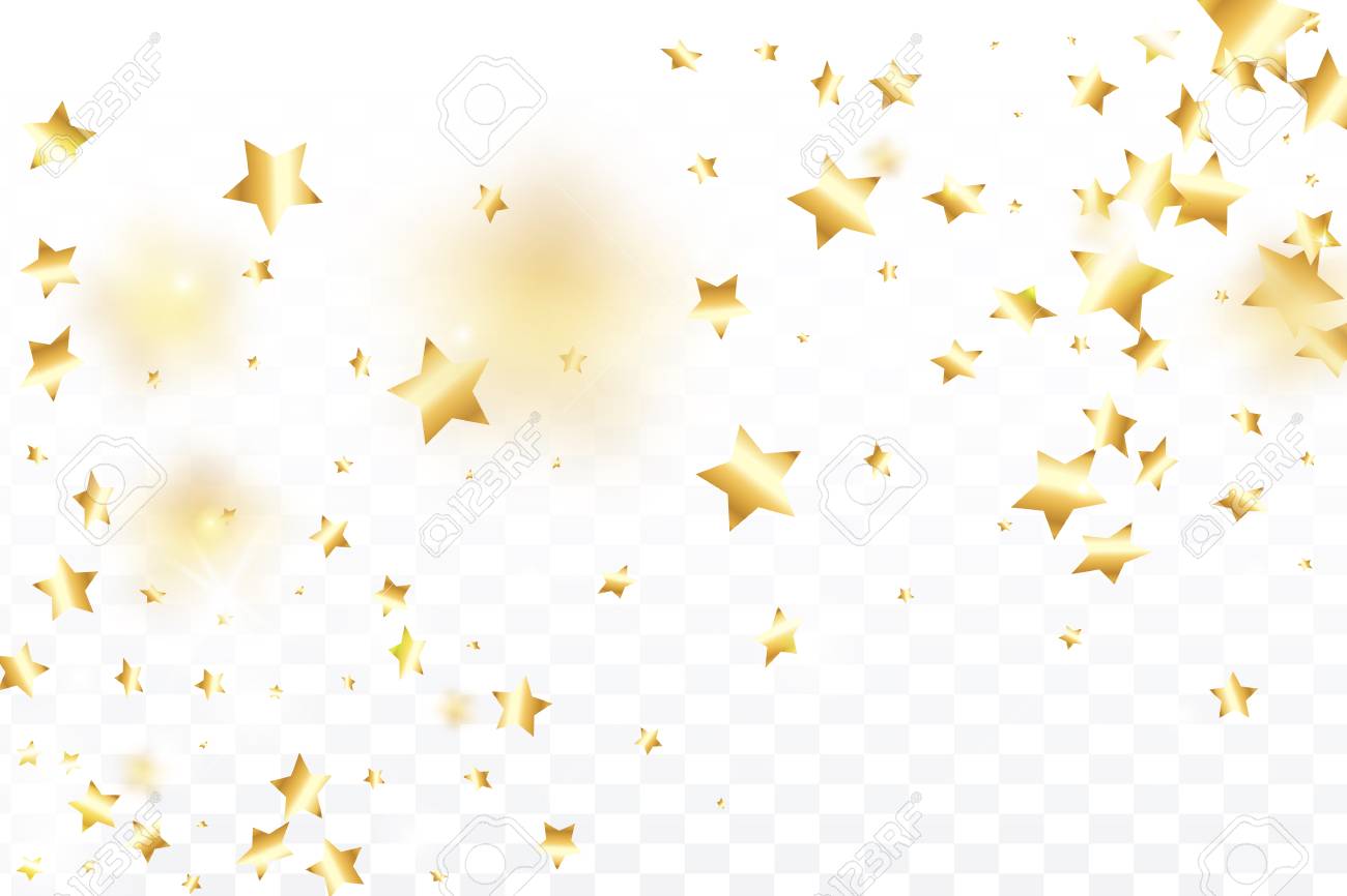 Gold Star Confetti On Transparent Background Minimalistic Fallen