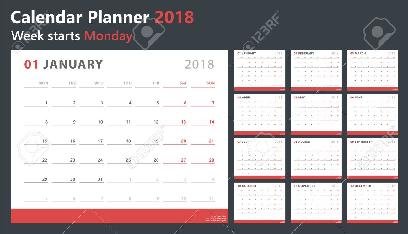 calendar planner for 2018