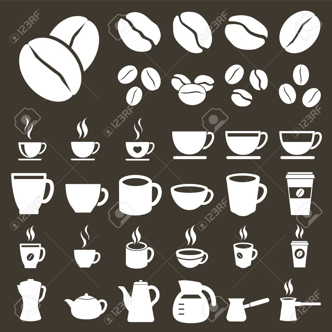 コーヒーのアイコン セット コーヒー豆やカップのアイコン のイラスト素材 ベクタ Image