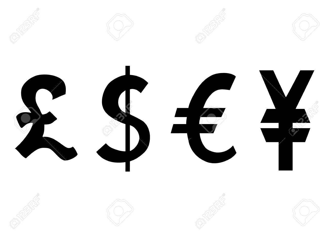 イギリス、ドイツ、日本、米国の通貨記号のイラスト素材・ベクター Image 61564192