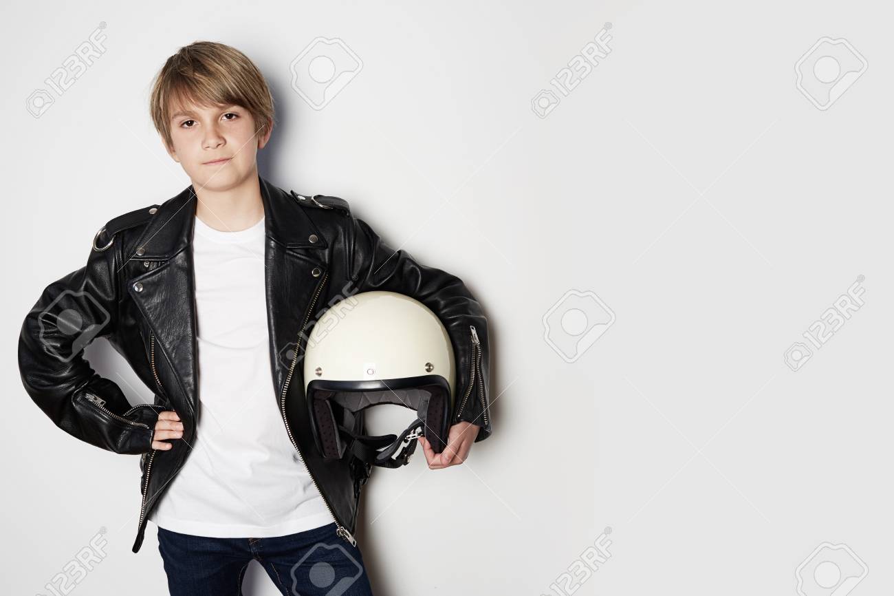 boys white leather jacket