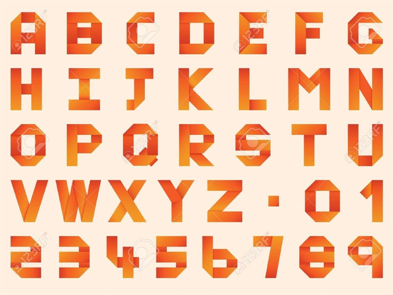 origami folded paper letters a to z and numbers vector royalty free letter folded