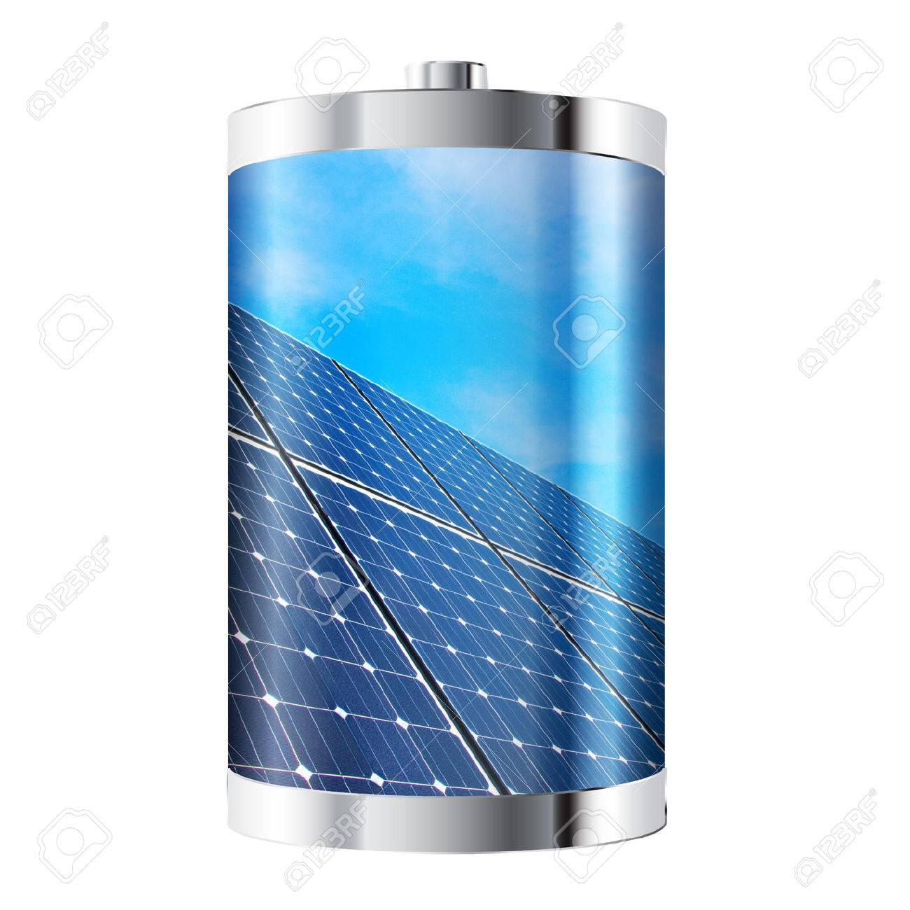 Battery containing solar panels against blue sky - 23862749 Battery containing solar panels against blue sky - 23862749