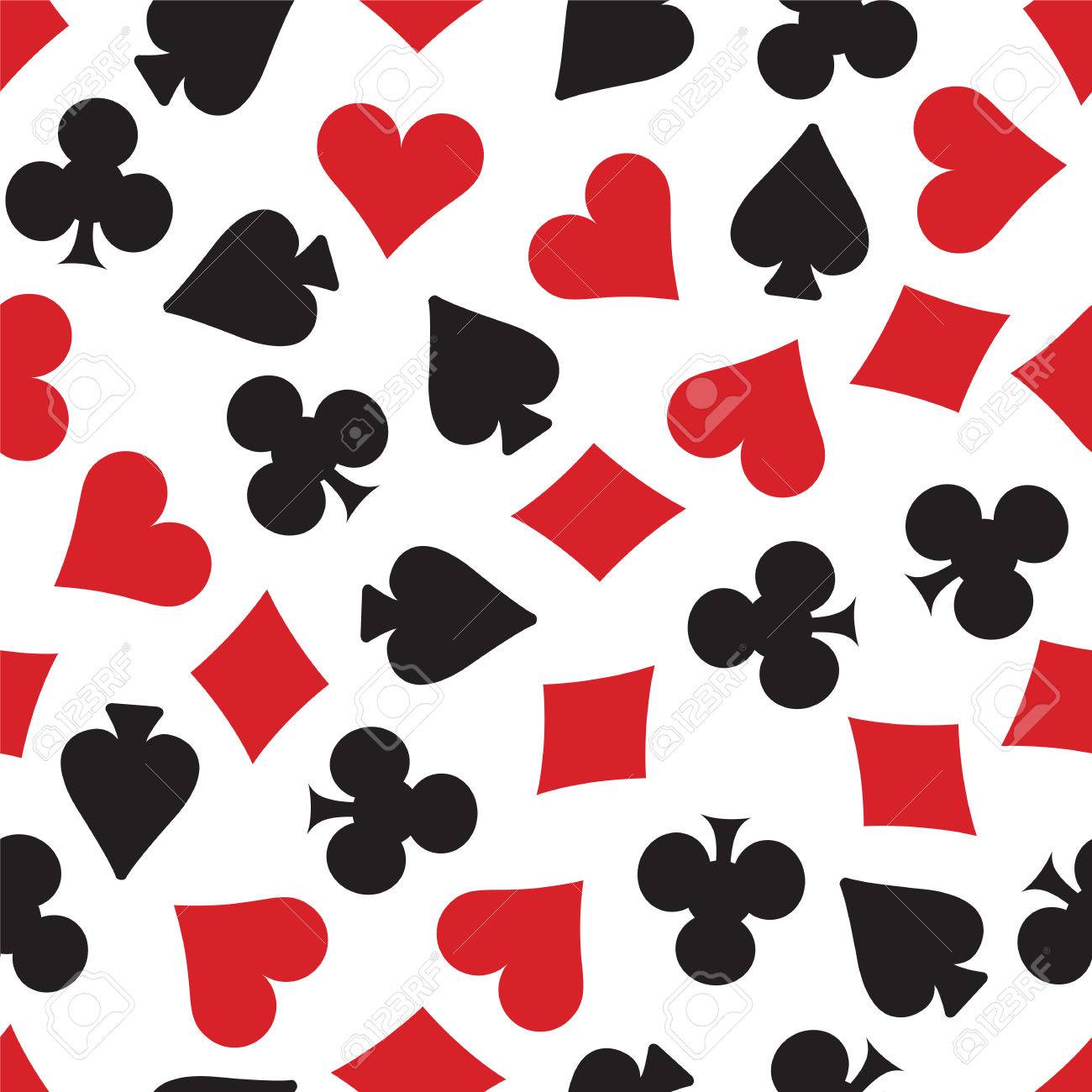 hearts spades clubs and diamonds card suits background repeating
