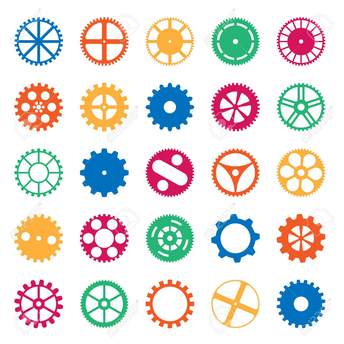 異なるカラフルな工学ギヤ車輪ベクトル イラスト のイラスト素材 ベクタ Image