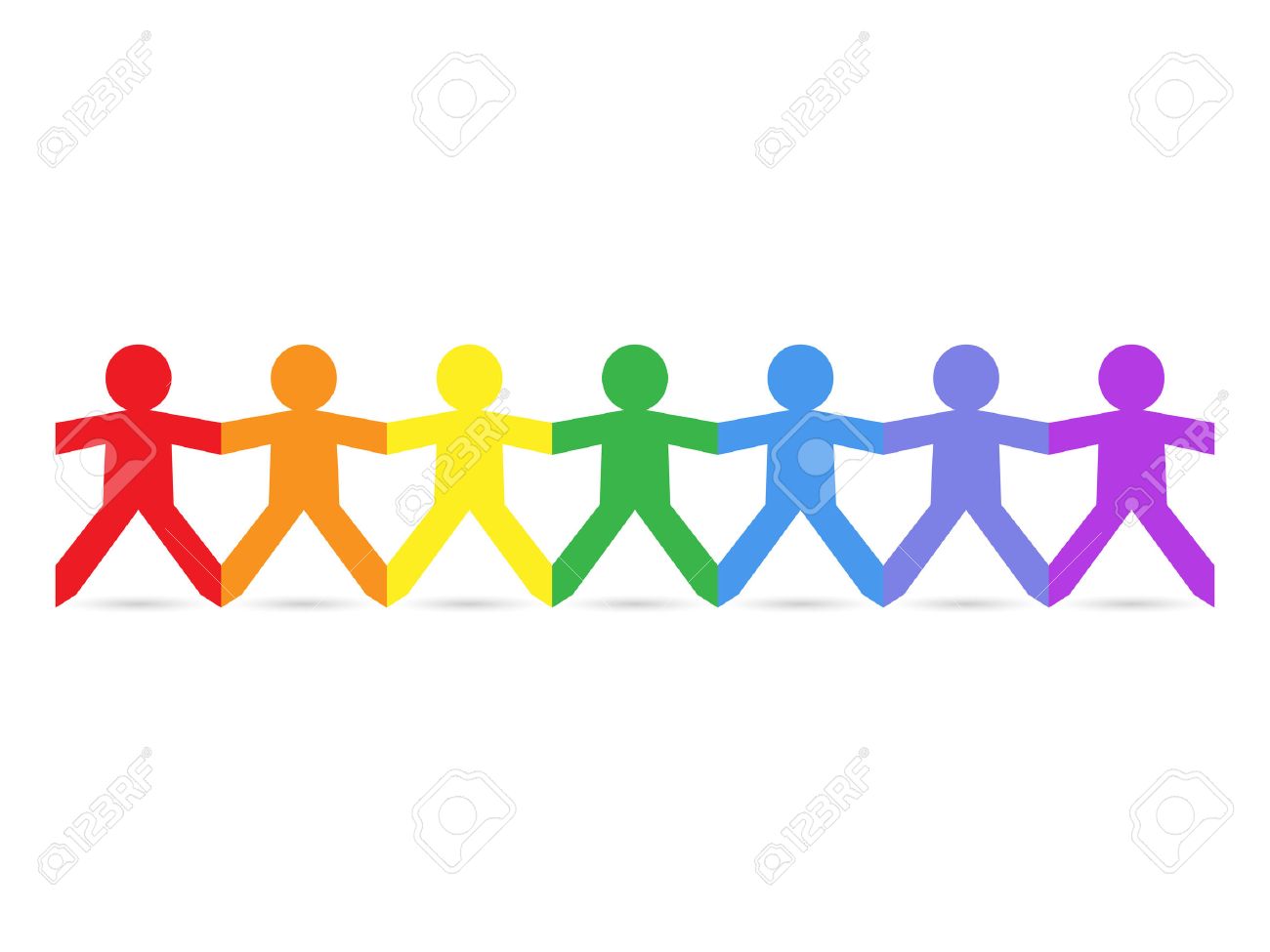 虹の色の人々 をカット ペーパー チェーンのイラスト素材 ベクタ