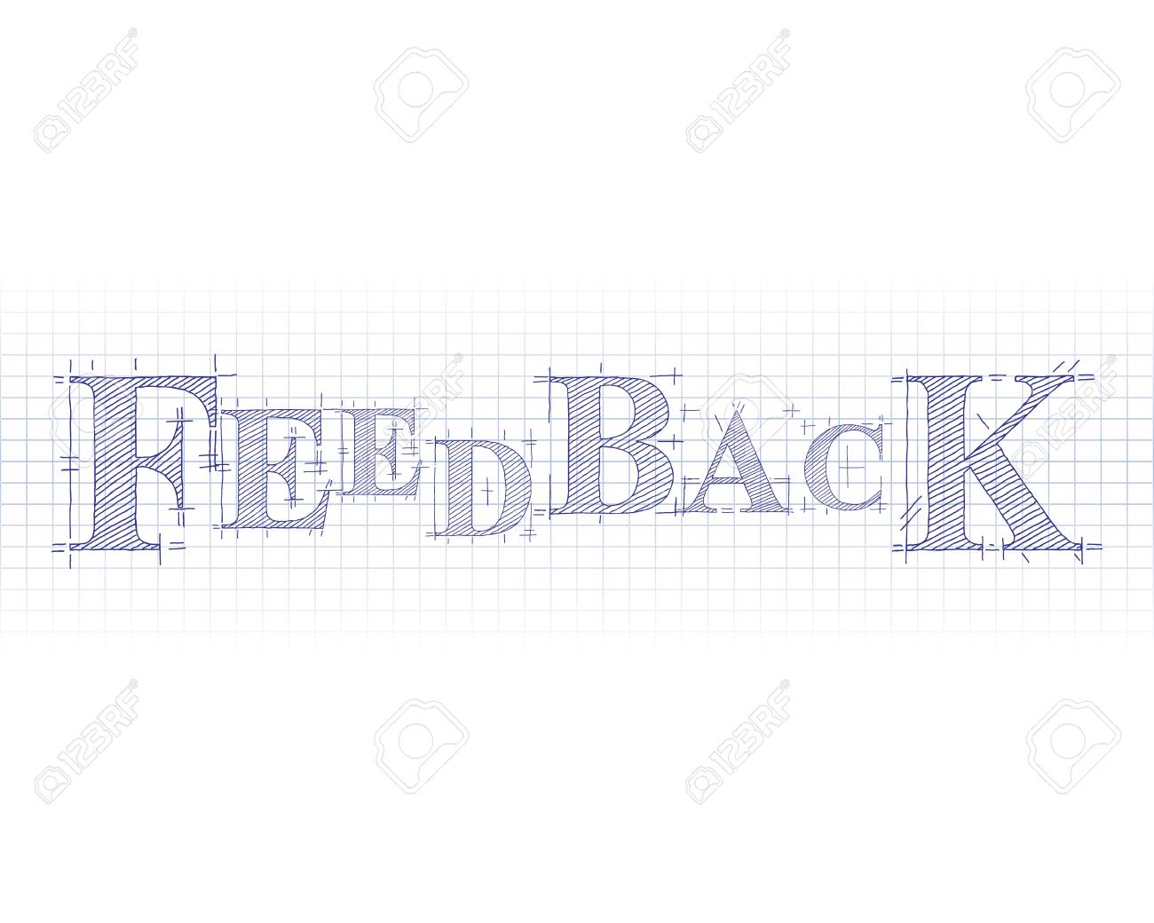feedback word in technical drawing on graph paper royalty free technical graph paper