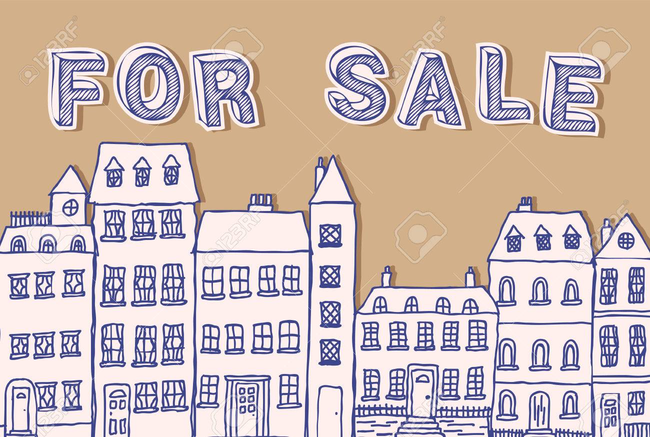 cut out paper house and hand drawn for sale sign royalty free paper house cut out