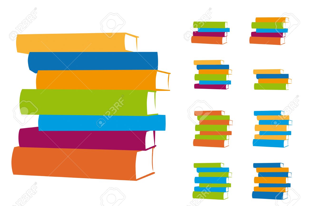stacked books vector design elements set of multicolored book