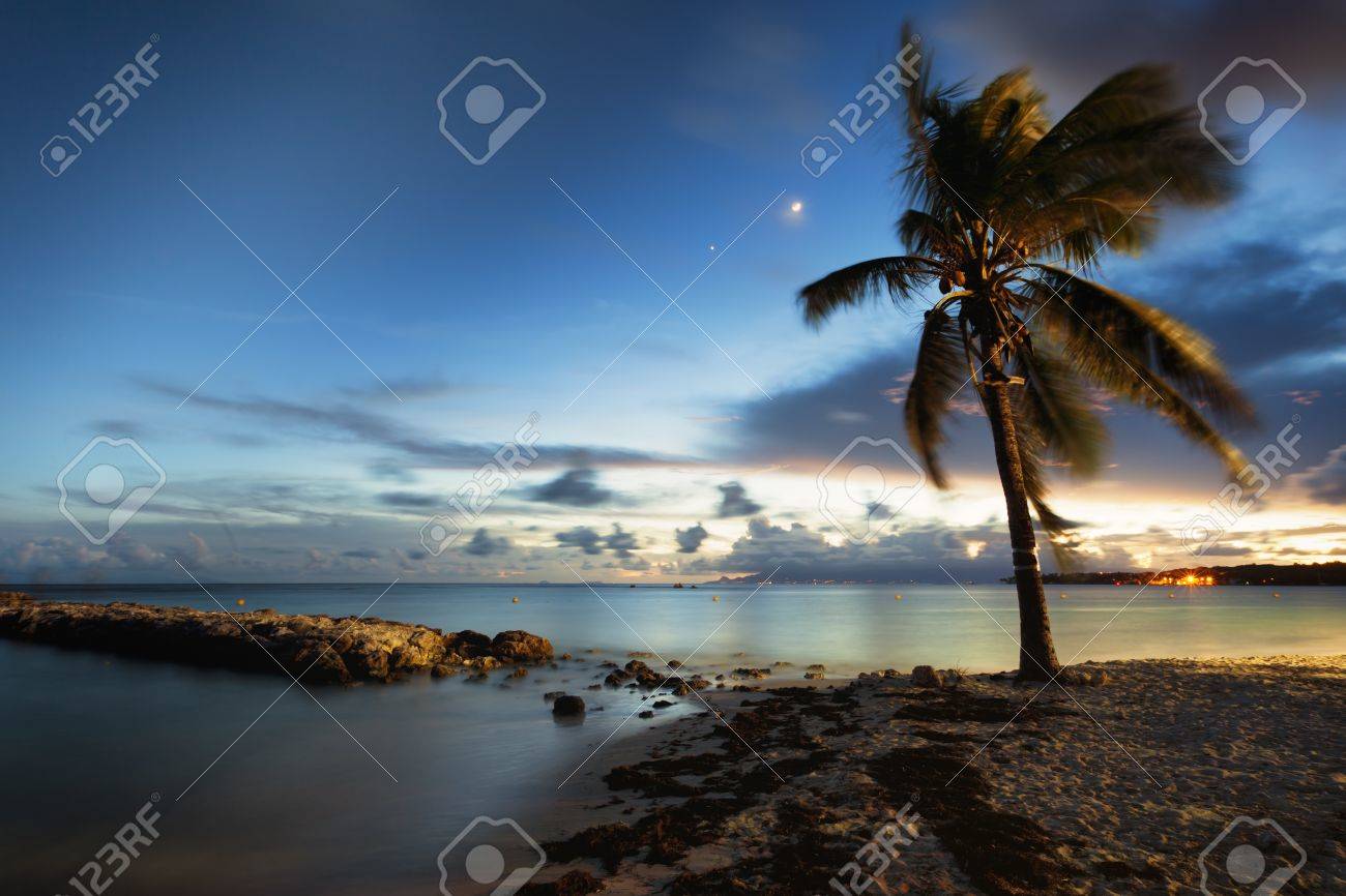 Beach Of Saint Anne Guadeloupe After Sunset