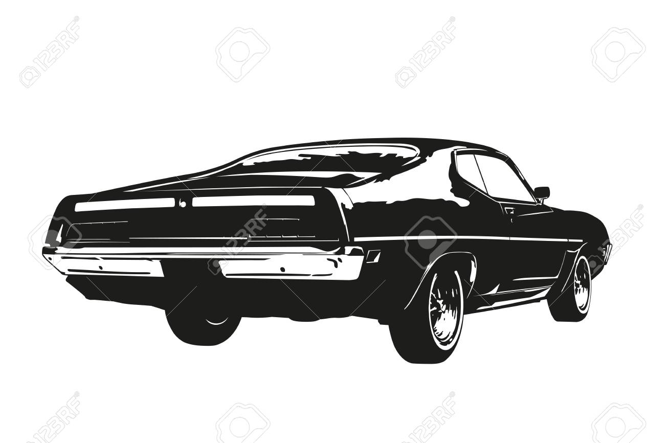 Silhouette Of American Muscle Car, Early 1970s, Back View, Vector  Illustration. Royalty Free SVG, Cliparts, Vectors, and Stock Illustration.  Image 105540132.