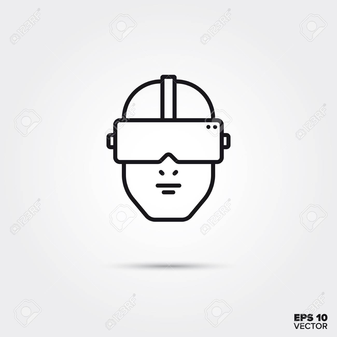Human head with virtual reality goggles line icon vector illustration. Media and entertainment symbol. - 113448443 Human head with virtual reality goggles line icon vector illustration. Media and entertainment symbol. - 113448443