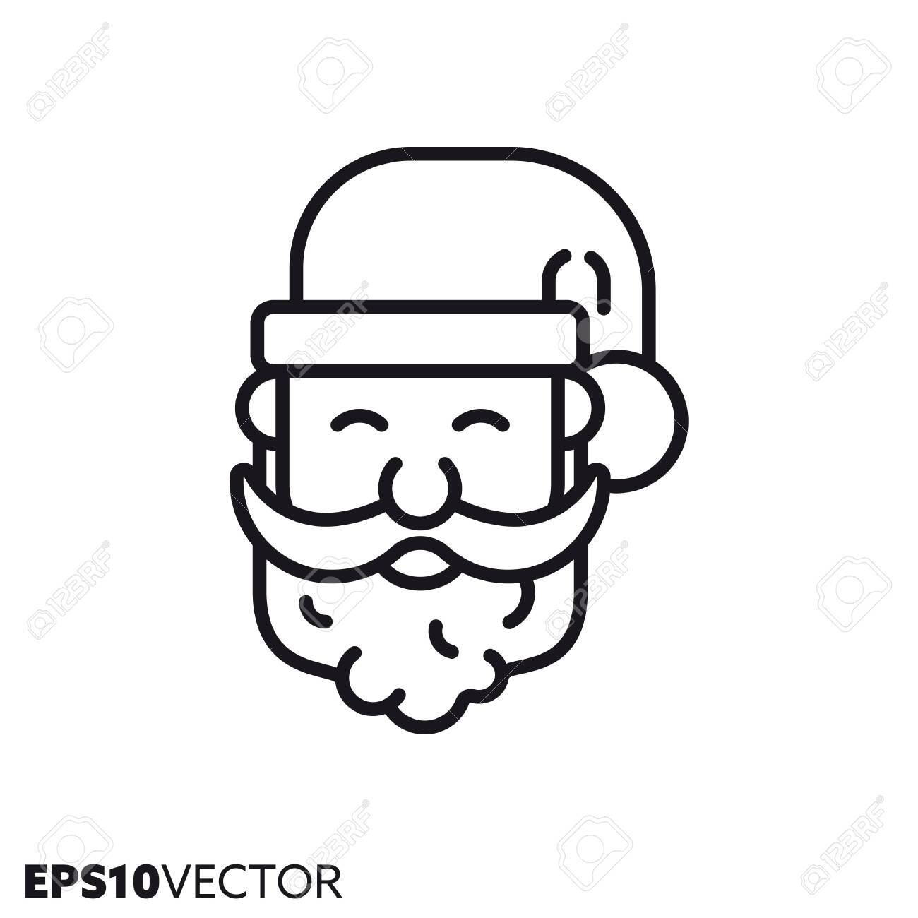 Santa Claus face line icon. Outline symbol of christmas holidays..