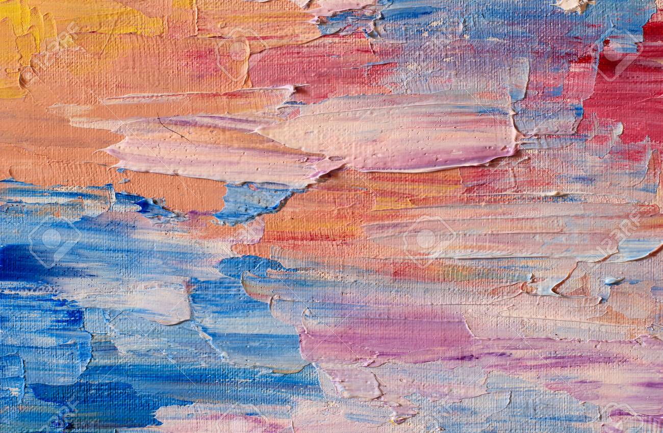 カラフルな明るいキャンバス油絵の背景の写真素材・画像素材 Image