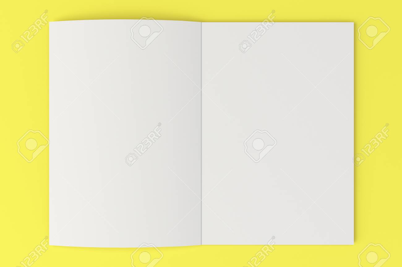 Download Blank White Open Brochure Mock Up On Yellow Background Magazine Stock Photo Picture And Royalty Free Image Image 78949928 PSD Mockup Templates