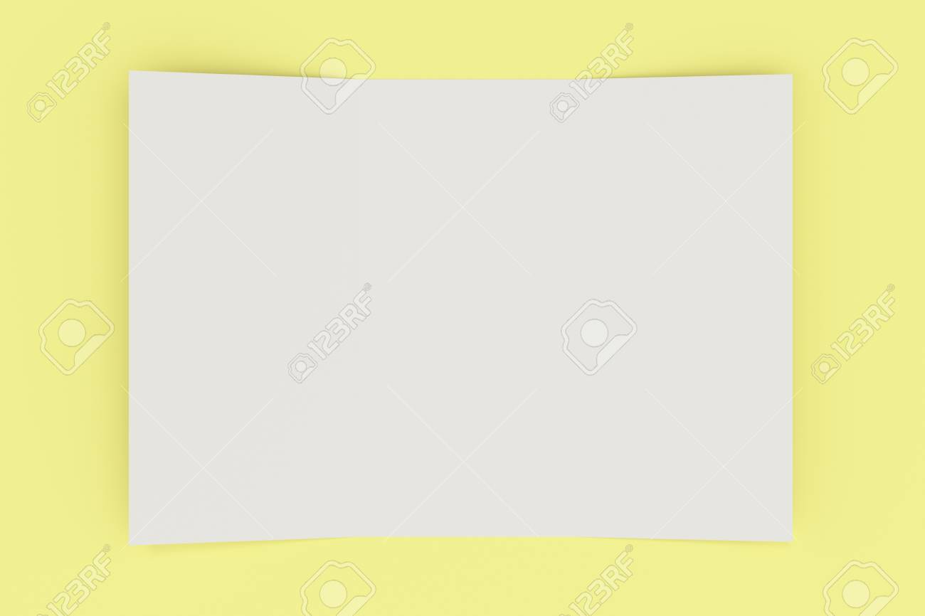 Download Blank White Open Three Fold Brochure Mockup On Yellow Background Stock Photo Picture And Royalty Free Image Image 82729267 PSD Mockup Templates