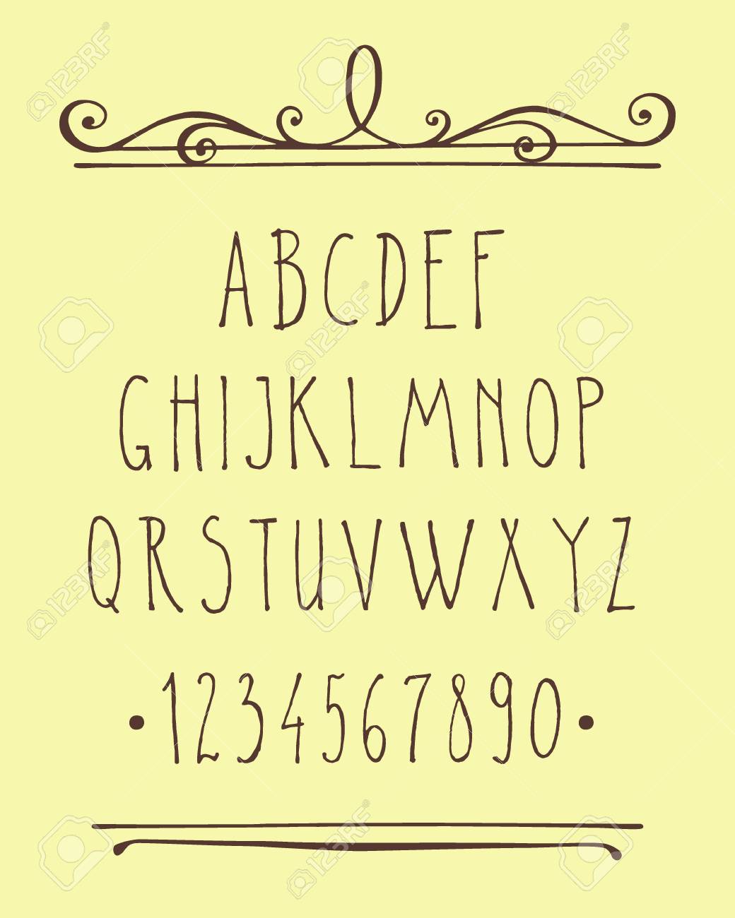 handwritten vector alphabet vector collection of hand drawn letters borders