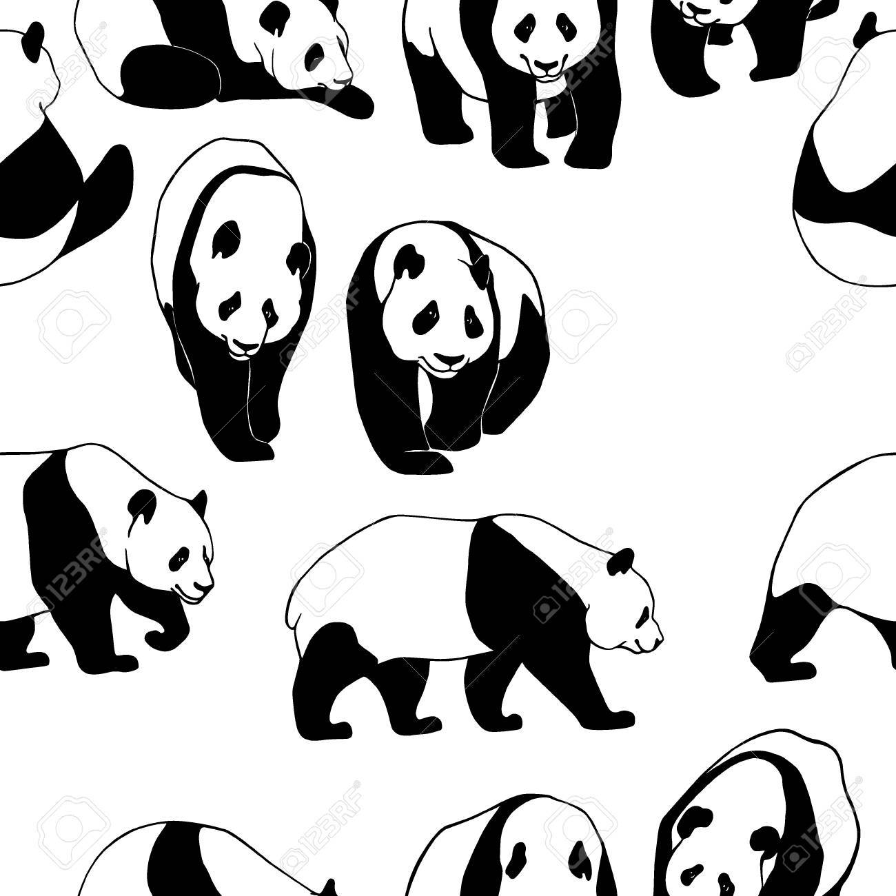 Panda bonito a comer bambu - Pandas - Coloring Pages for Adults