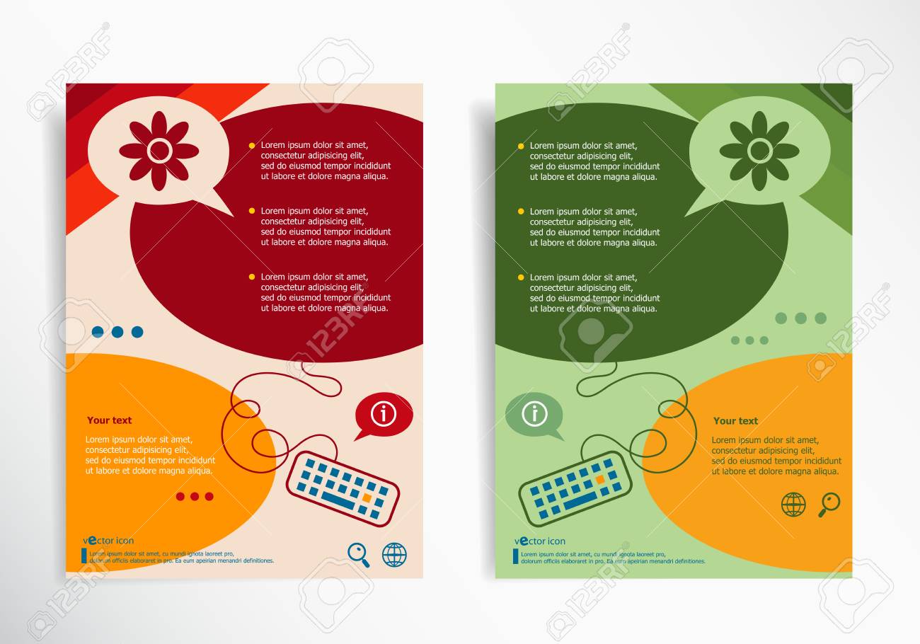 抽象的なパンフレットのデザインに花の絵文字 企業のビジネスのひな形テンプレートのセット モダンな背中とフロントのフライヤーの背景 のイラスト素材 ベクタ Image