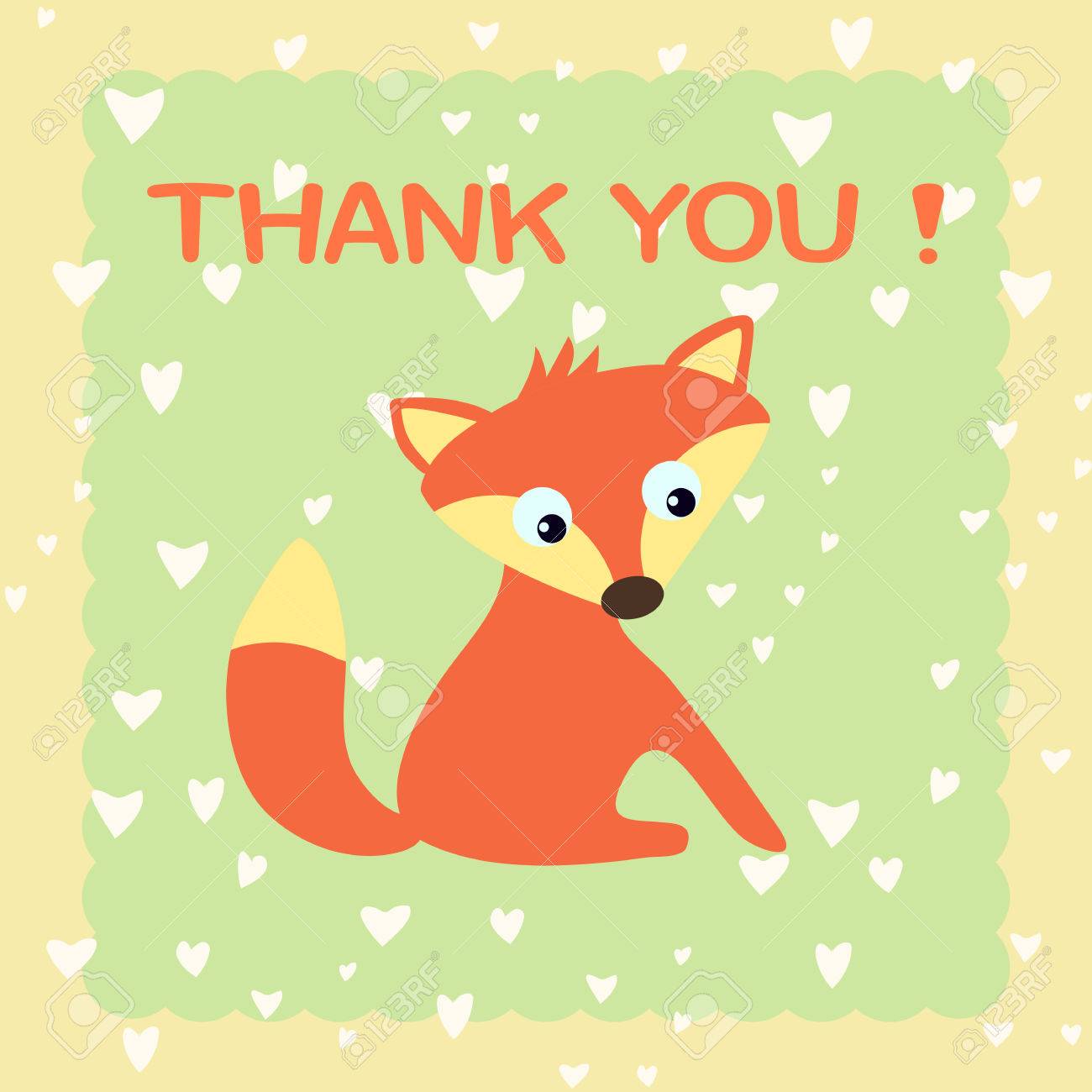 Merci De La Conception De Votre Carte Illustration Vectorielle Carte Drole Avec Un Renard Mignon En Style Dessin Anime Clip Art Libres De Droits Vecteurs Et Illustration Image