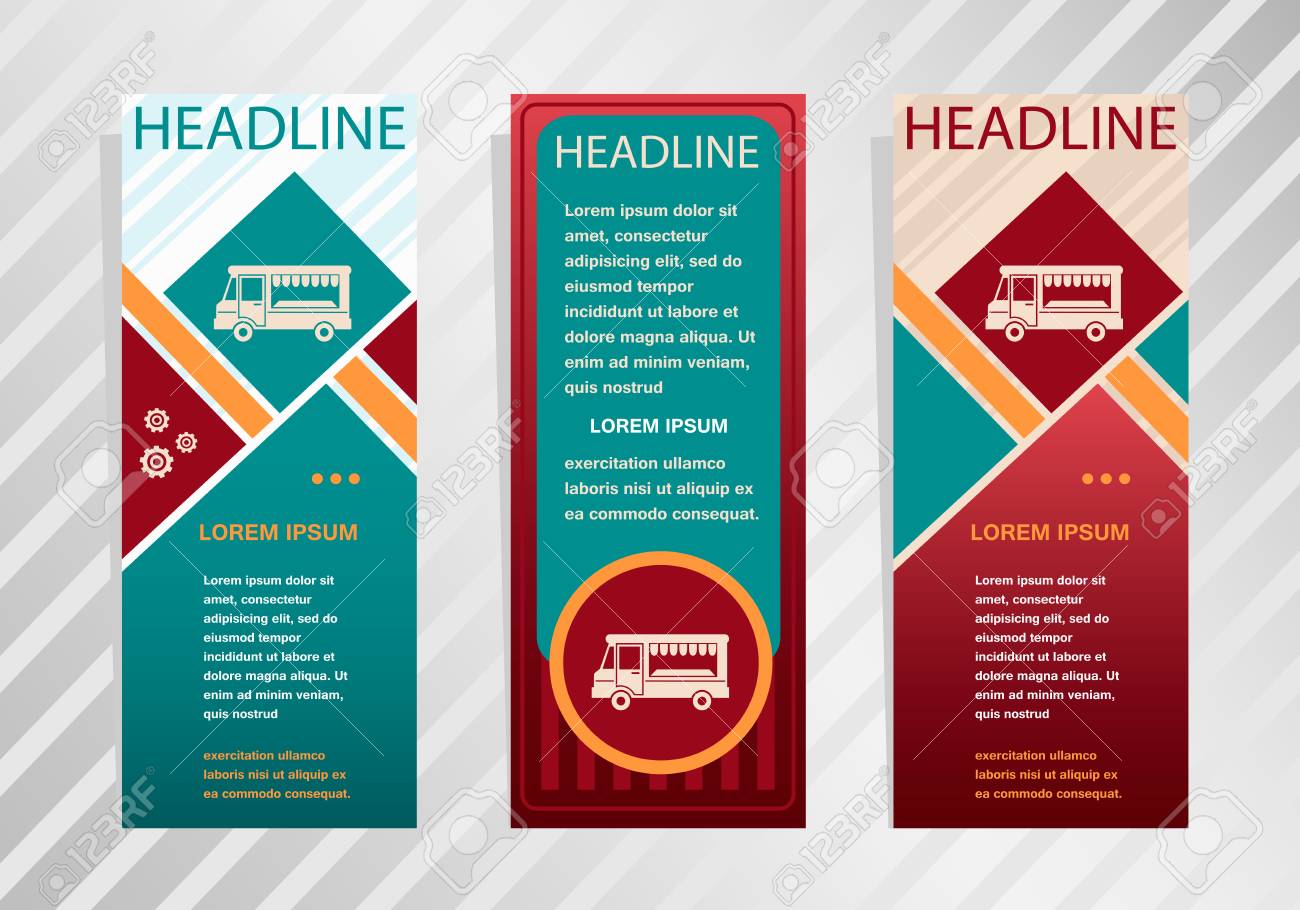 food truck icon on vertical banner modern abstract flyer banner abstract flyer tutorials