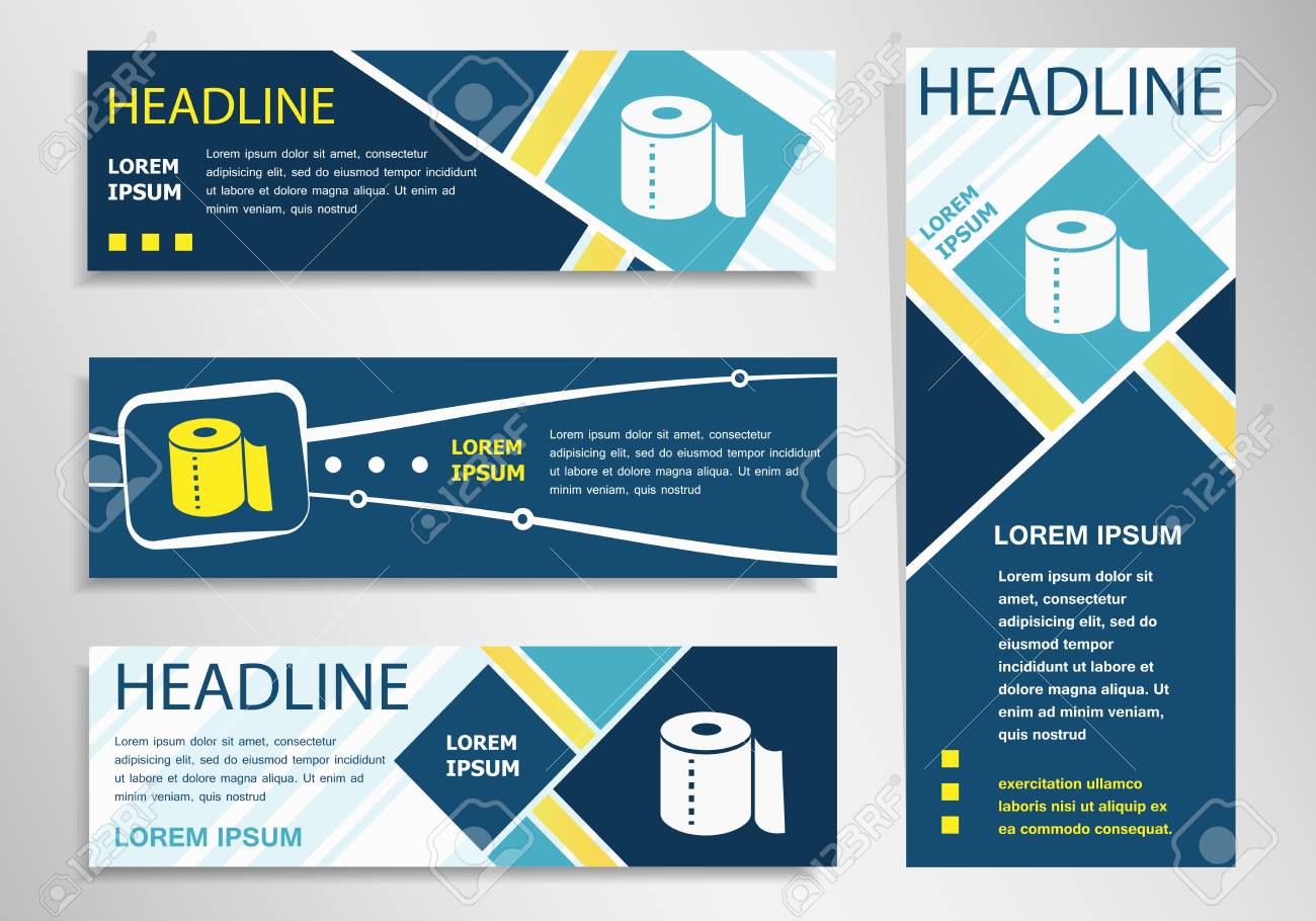 toilet paper icon on horizontal and vertical banner toilet