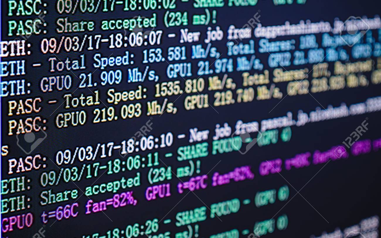 GPU를 사용하여 Cryptocurrency 마이닝 (듀얼 마이닝 Ethereum 또는 Ethash 및 Pascal  Cryptocurrency 마이닝) 화면 표시 로열티 무료 사진, 그림, 이미지 그리고 스톡포토그래피. Image 85444848
