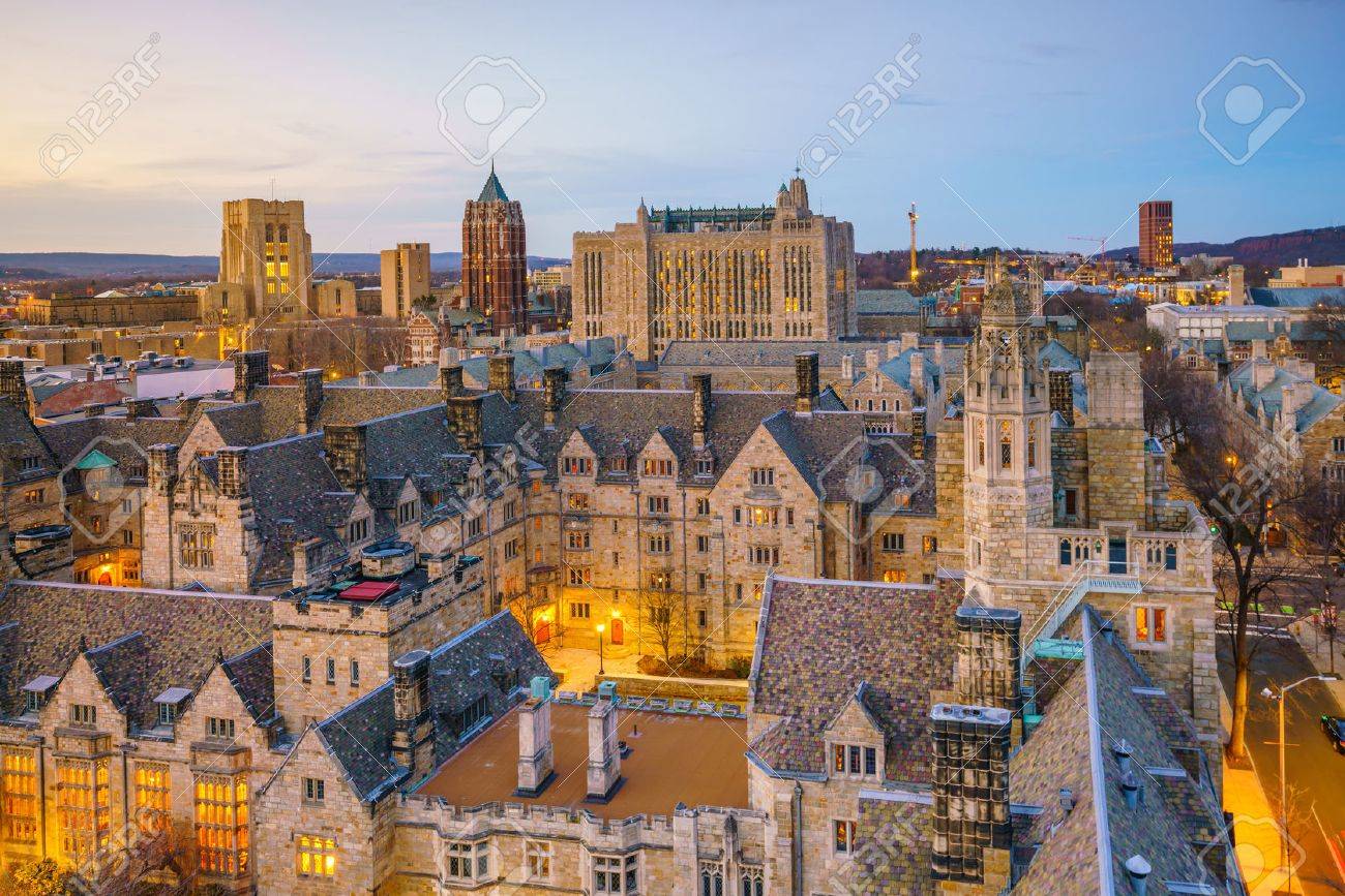 historical building and yale university campus in downtown new