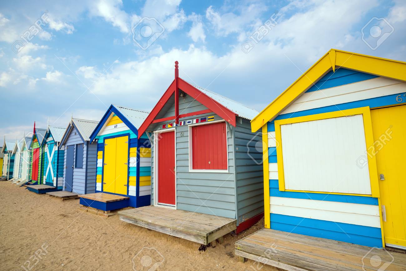Colorful Beach House At Brighton Beach In Melbourne Australia Stock Photo