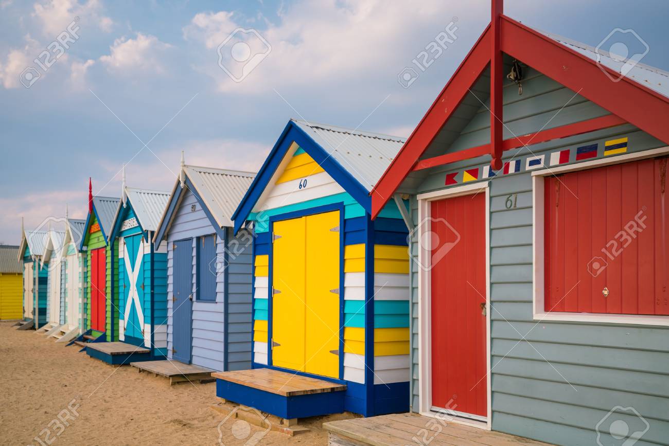 Colorful Beach House At Brighton Beach In Melbourne Australia